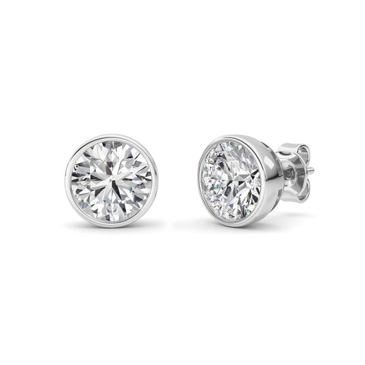 4CTW Round Shaped Lab Grown Diamond (F/VS) Earring in 14K White Gold