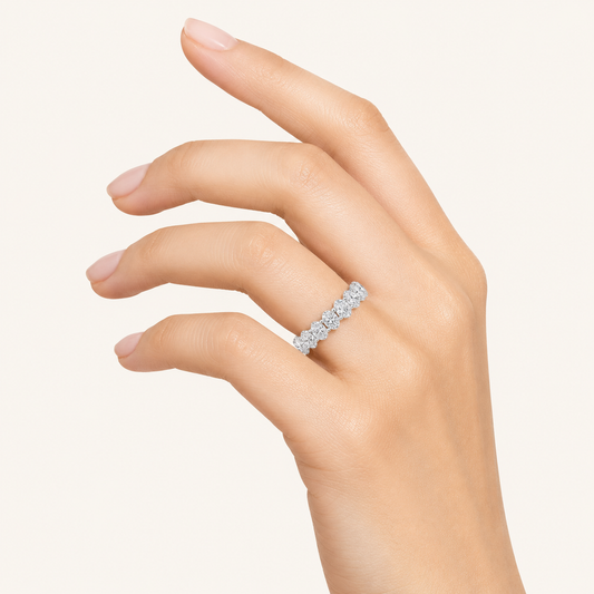 2.65CT Oval Cut Lab Grown Diamond Split Prong Eternity Ring