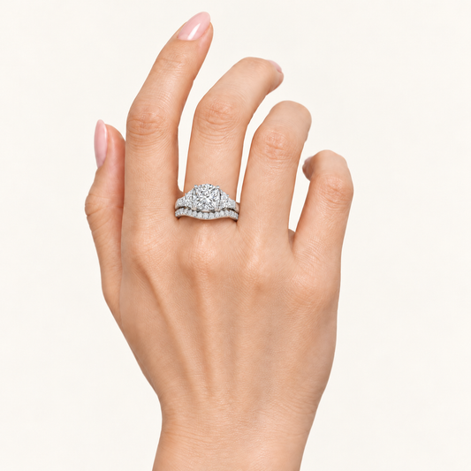 2.93 CT Round Cut Lab Grown Diamond Three Stone Engagement Ring