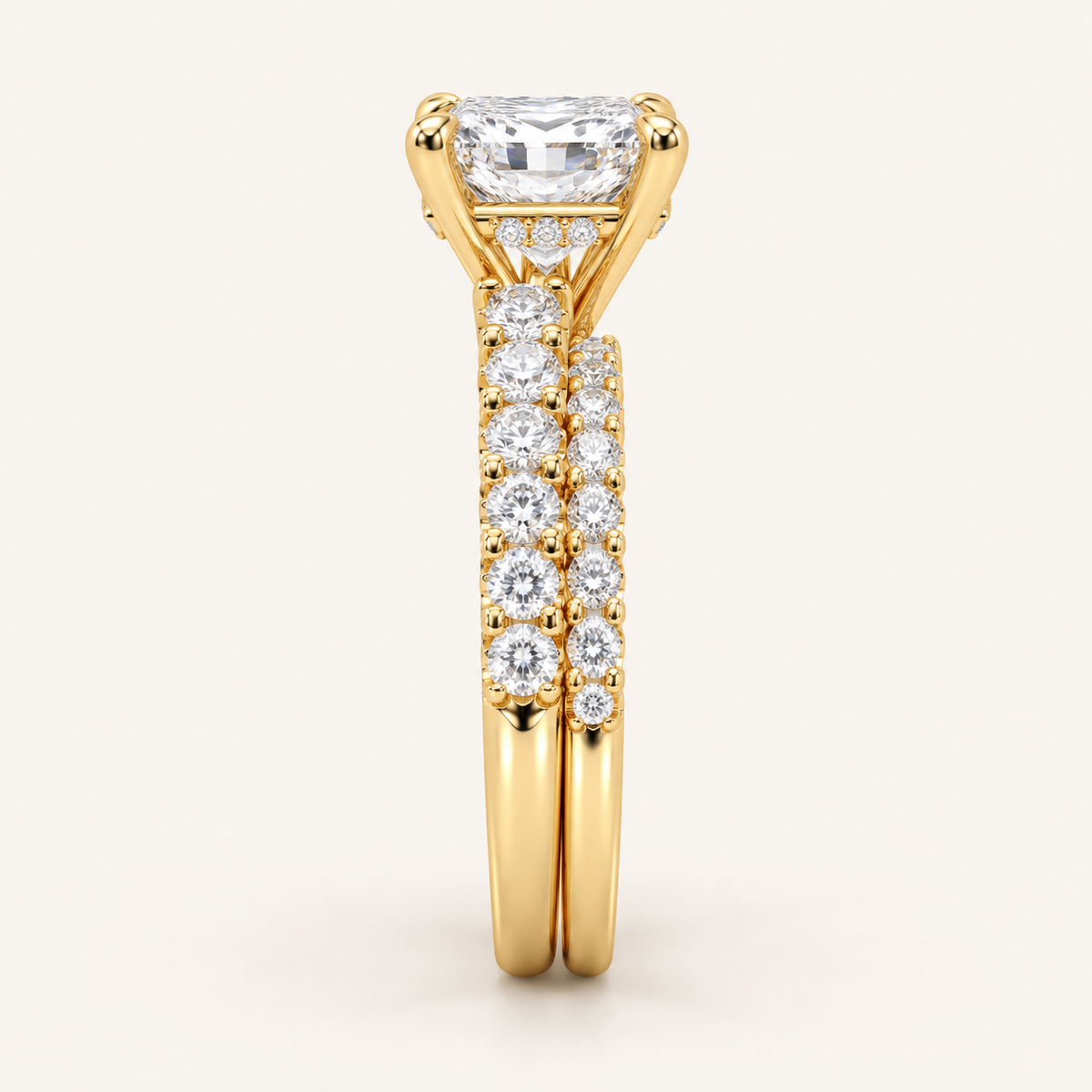 2.44 CT Princess Cut Lab Grown Diamond Bridal Set