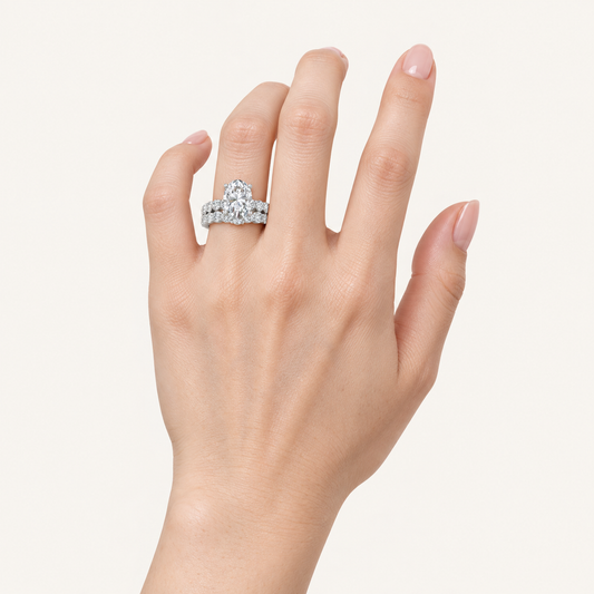 5.00CT Oval Cut Lab Grown Diamond Bridal Set