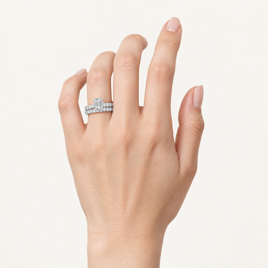 2.00CT Emerald Cut Lab Grown Diamond Bridal Ring