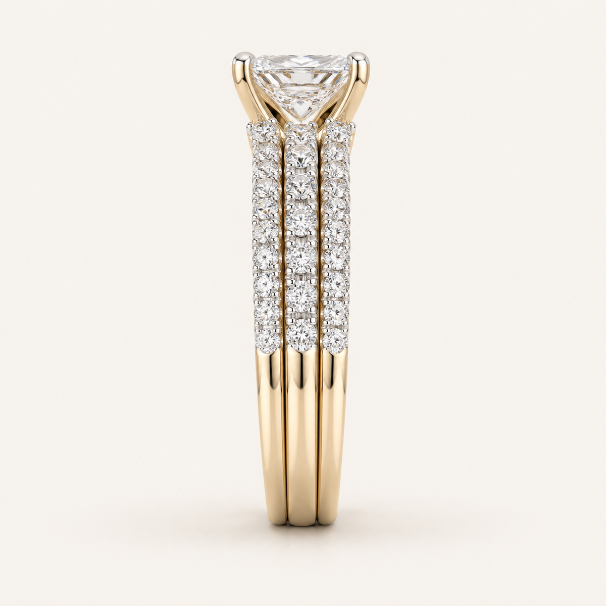 1.76 CT Princess Cut Lab Grown Diamond Band Set