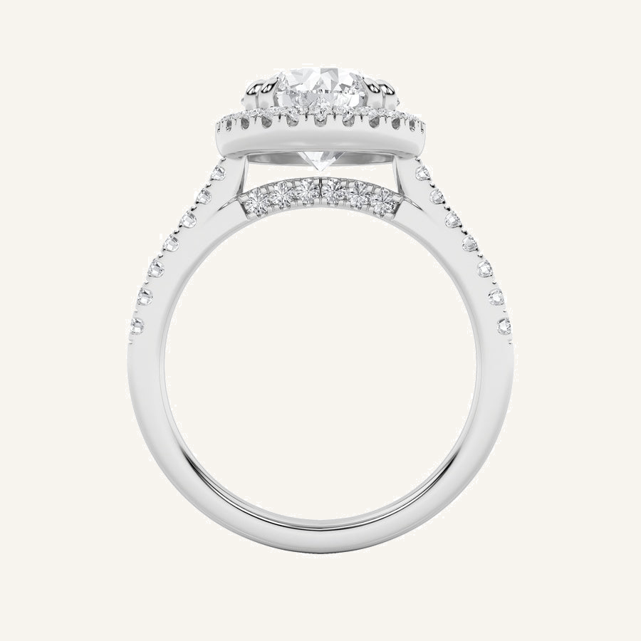 3CT Round Cut Lab Grown Diamond Halo Side Stone Ring