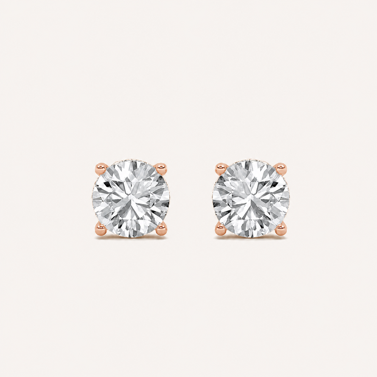 2CT Round Cut Lab Grown Diamond Hidden Halo Stud Earrings