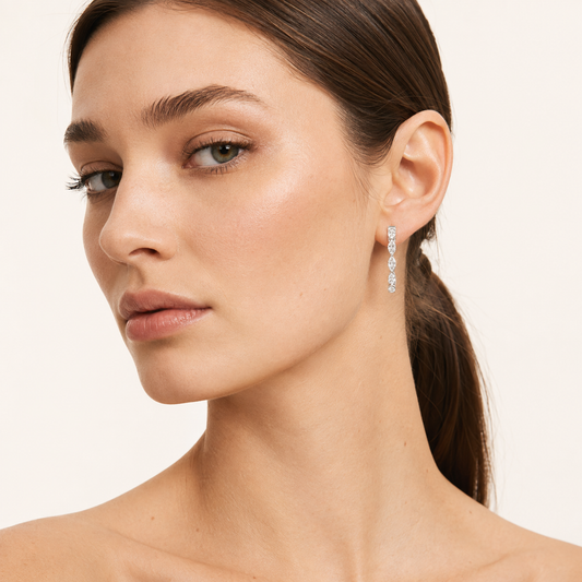 4CT Marquise Cut Lab Grown Diamond Inside Out Hoop Earrings