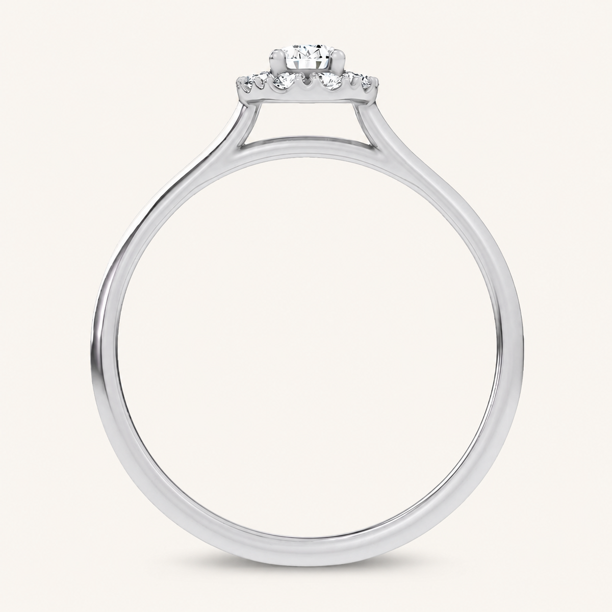 0.33CT Oval Cut Certified Lab Grown Diamond Promise Halo Side Stone Ring