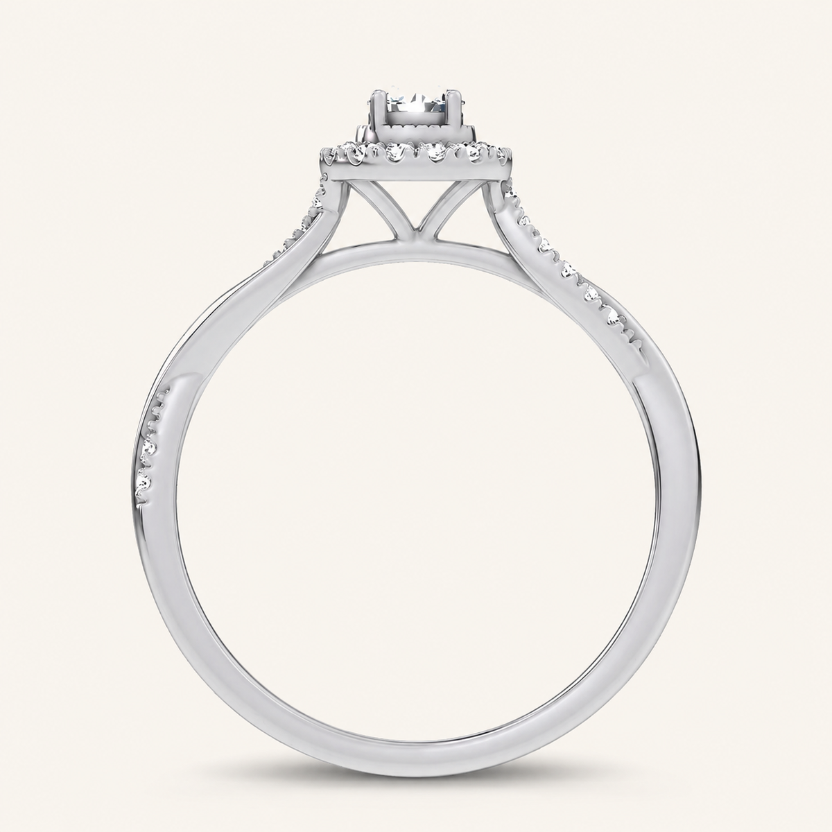 0.33CT Round Cut Certified Lab Grown Diamond Halo Side Stone Ring