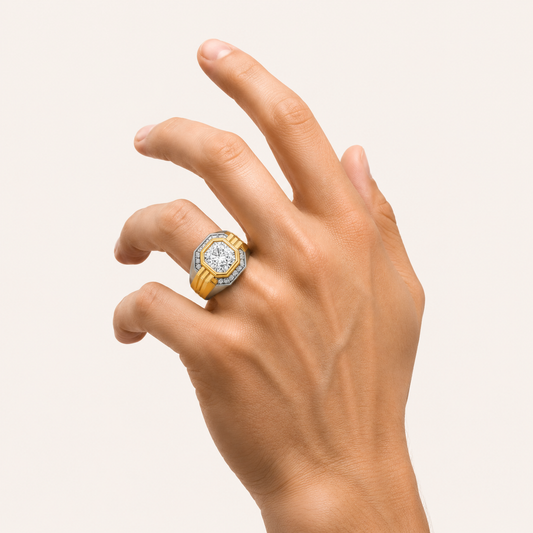 3CT Octagon Cut Lab Grown Diamond Halo Men's Ring
