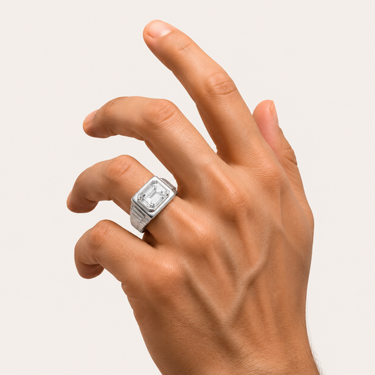 2.5CT Emerald Cut Lab Grown Diamond Solitaire Men's Ring