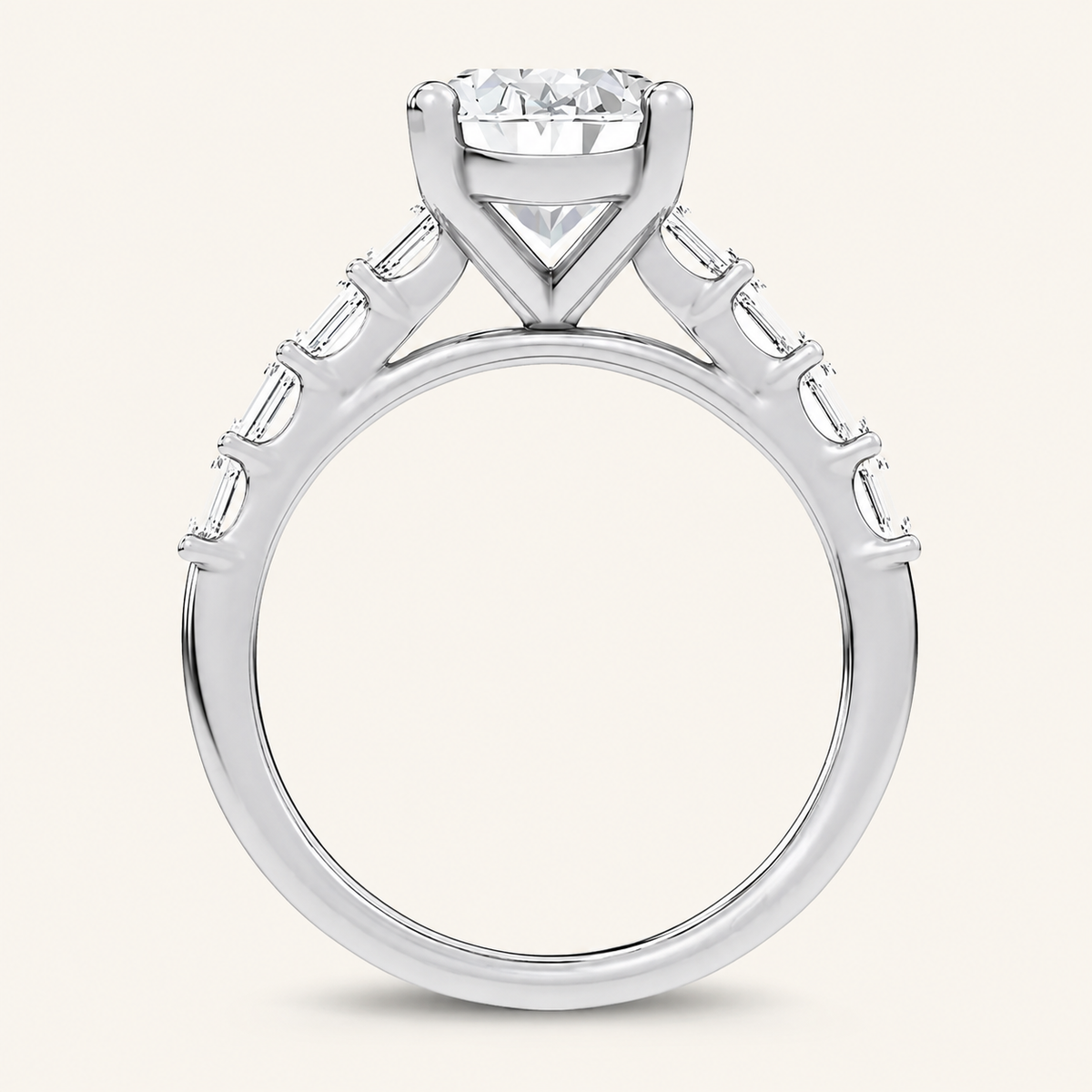 3.6CT Oval Cut Certified Lab Grown Diamond Side Stone Ring