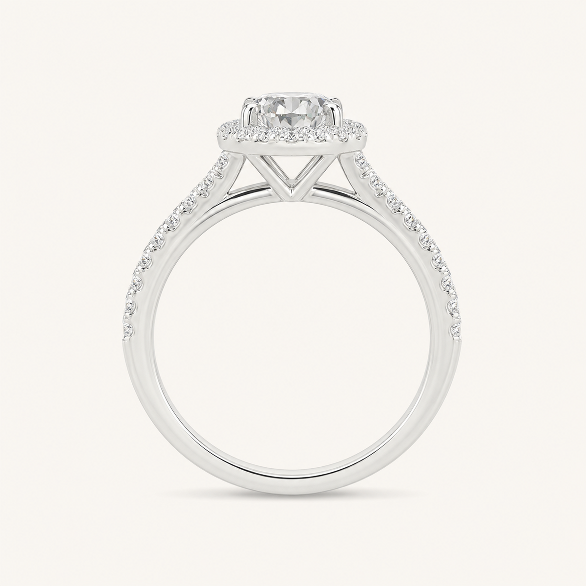 1.25CT Round Cut Lab Grown Diamond Halo Side Stone Ring