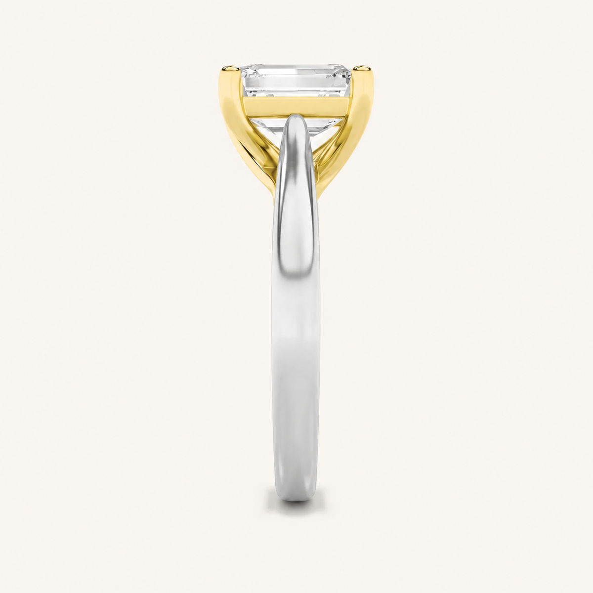 3CT Radiant Cut Lab Grown Diamond Two Tone Solitaire Ring
