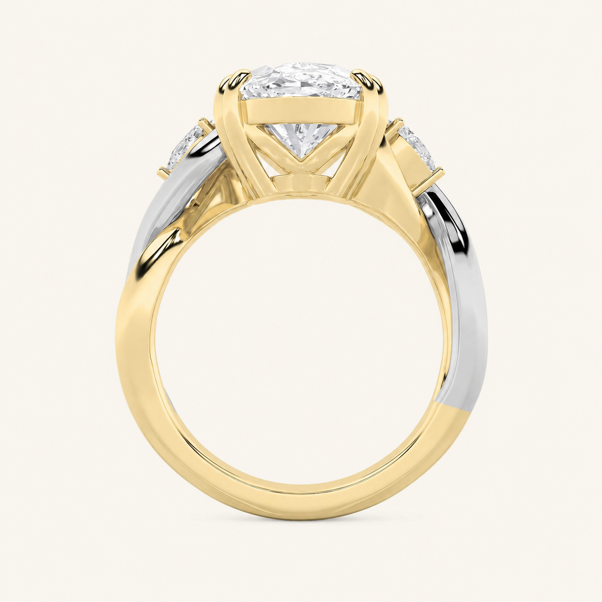 6.25CT Oval Cut Lab Grown Diamond Bold Three Stone Ring