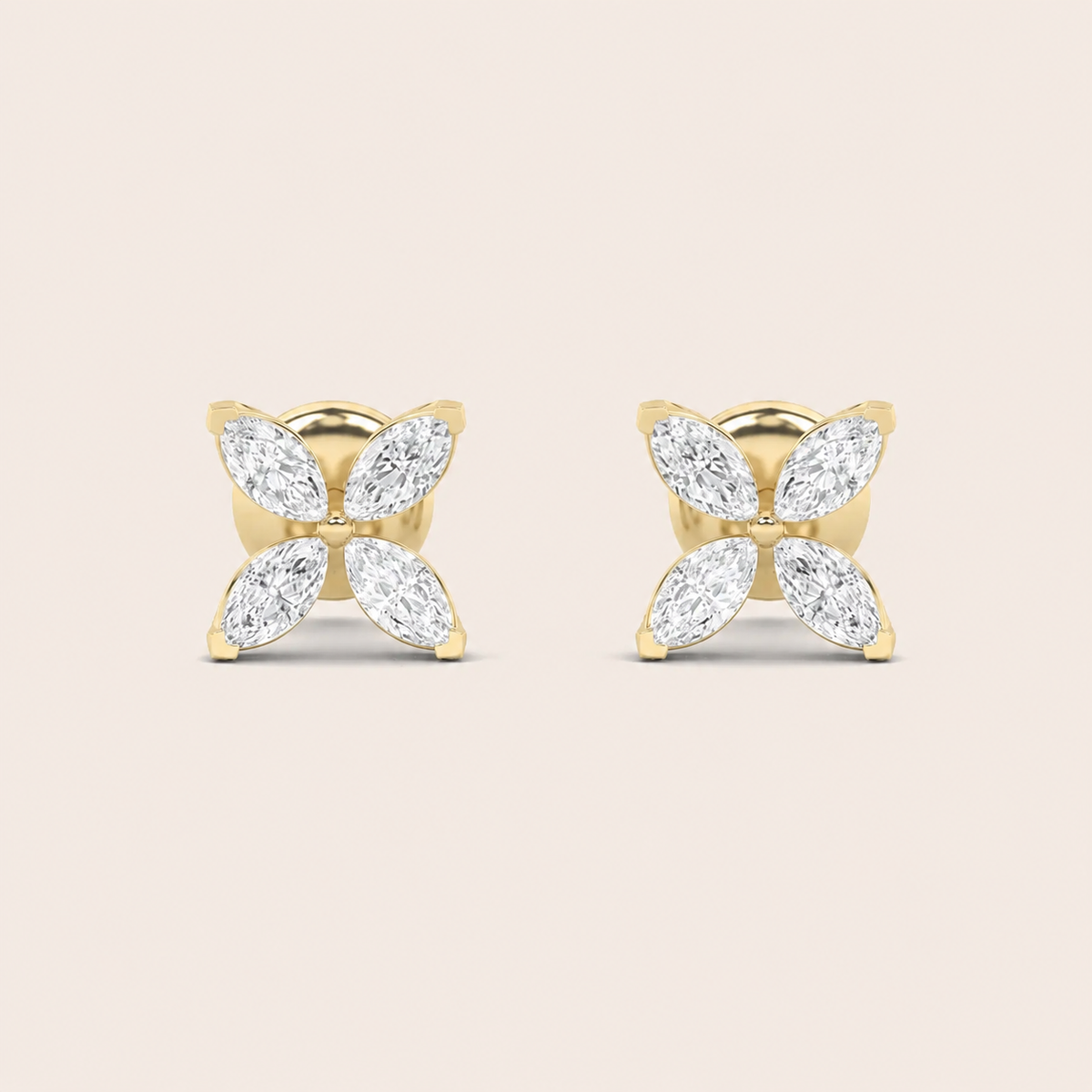 2CT Marquise Cut Lab Grown Diamond Flower Earrings