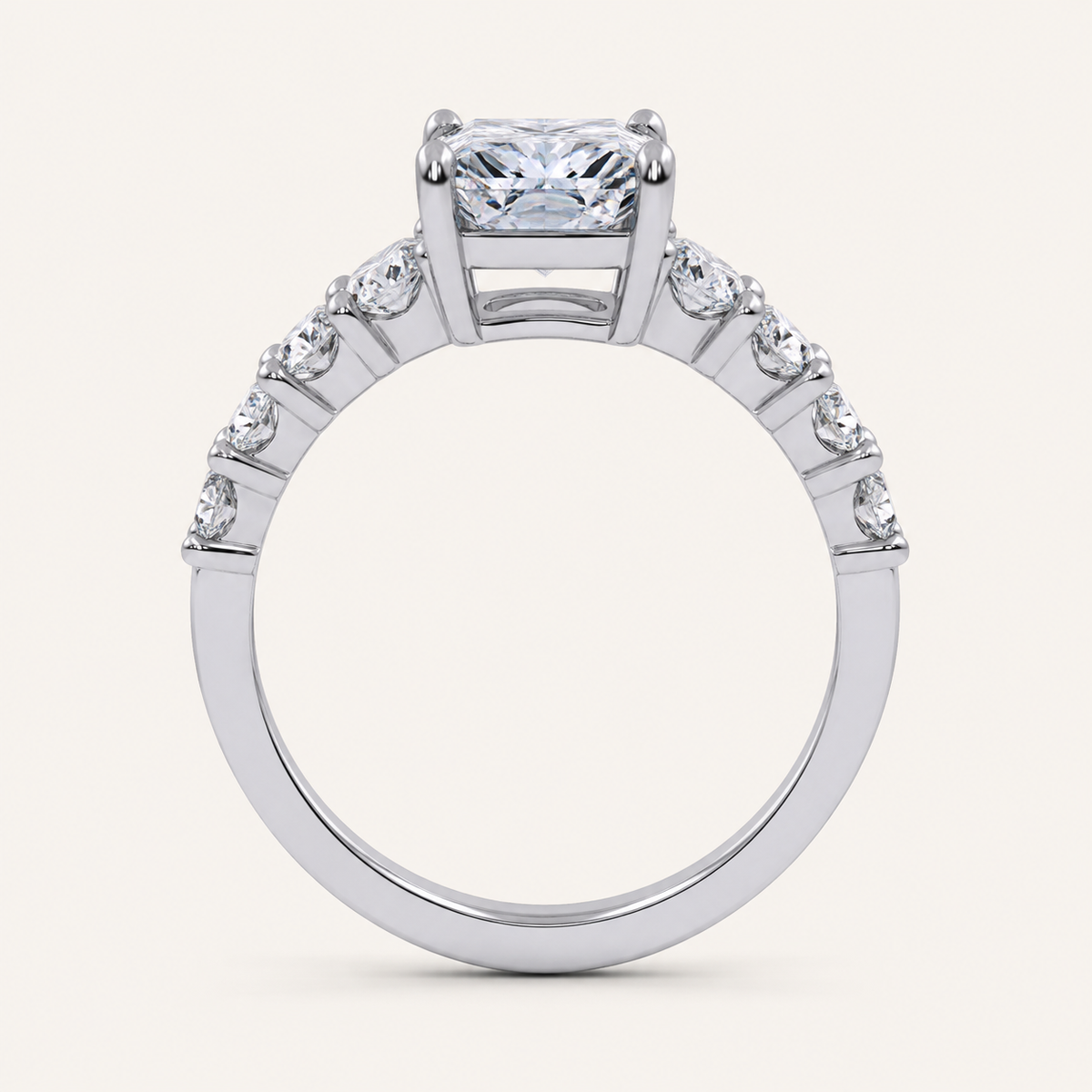 3.75CT Radiant Cut Lab Grown Diamond Cluster Ring