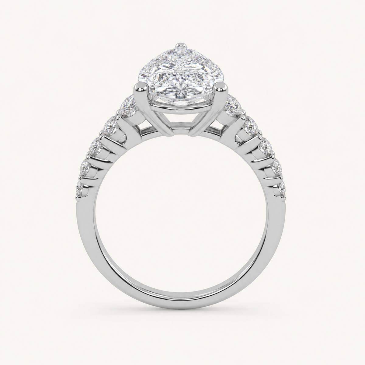 3.75CT Pear Cut Lab Grown Diamond Cluster Ring