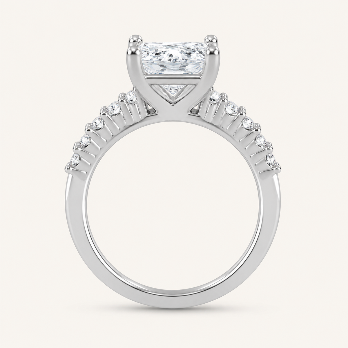 3.75CT Princess Cut Lab Grown Diamond Cluster Ring