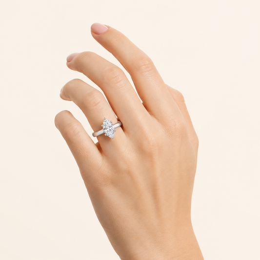 1CT Marquise Cut Lab Grown Diamond Solitaire Ring