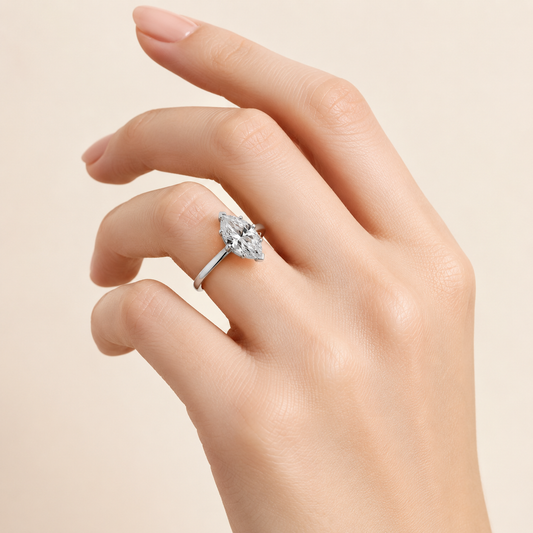 3CT Marquise Cut Lab Grown Diamond Solitaire Ring