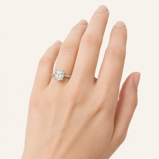 1.5CT Elongated Cushion Cut Lab Grown Diamond Solitaire Ring