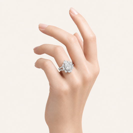 3.75CT Oval Cut Lab Grown Diamond Cluster Ring
