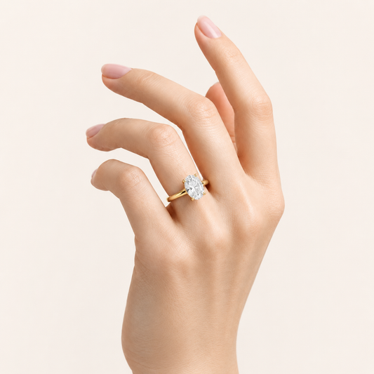 3CT Oval Cut Lab Grown Diamond Solitaire Ring
