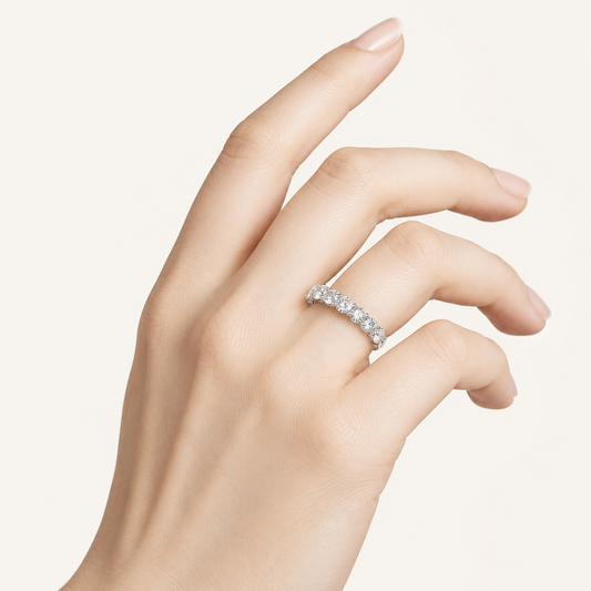 3.6CT Round Cut Lab Grown Diamond Split Prong Eternity Ring