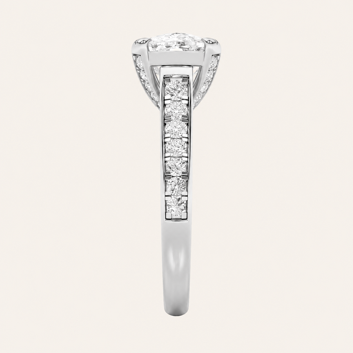 4.5CT Elongated Cushion Cut Lab Grown Diamond Bold Accented East West Side Stone Ring