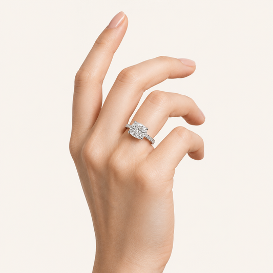 4.5CT Elongated Cushion Cut Lab Grown Diamond Bold Accented East West Side Stone Ring