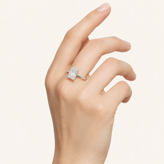 3CT Radiant Cut Lab Grown Diamond Solitaire Ring