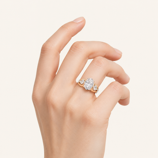 3CT Oval Cut Lab Grown Diamond Tri Color Solitaire Ring