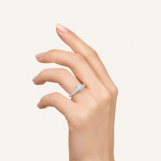 2.5CT Oval Cut Lab Grown Diamond Cluster Ring