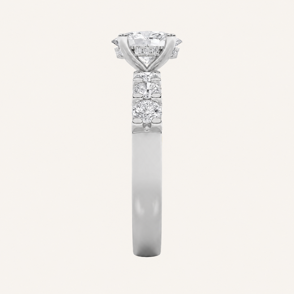 2.5CT Oval Cut Lab Grown Diamond Cluster Ring