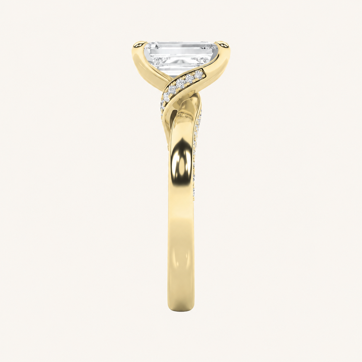 2.5CT Emerald Cut Lab Grown Diamond Side Stone Ring