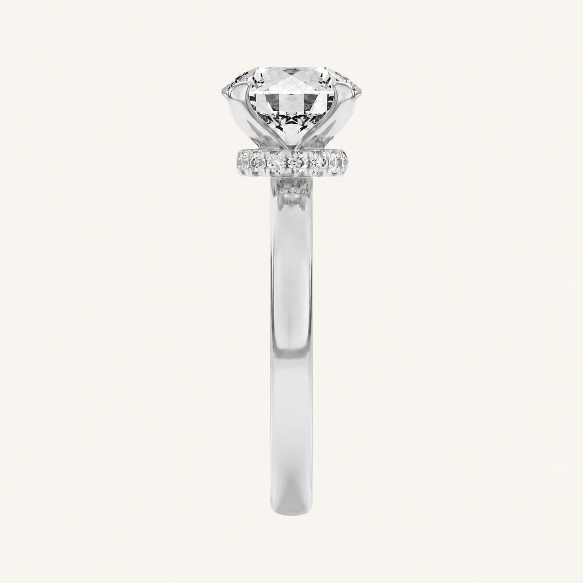 1.5CT Round Cut Lab Grown Diamond Hidden Halo Ring
