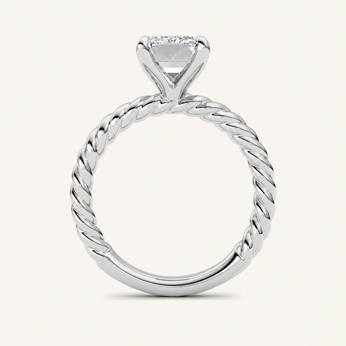 3CT Emerald Cut Lab Grown Diamond Solitaire Ring