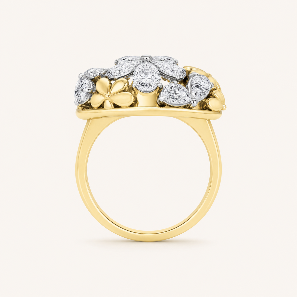 2.5CT Pear Cut Lab Grown Diamond Cluster Ring