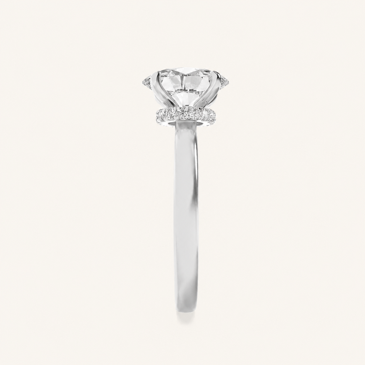 3CT Oval Cut Lab Grown Diamond Hidden Halo Ring