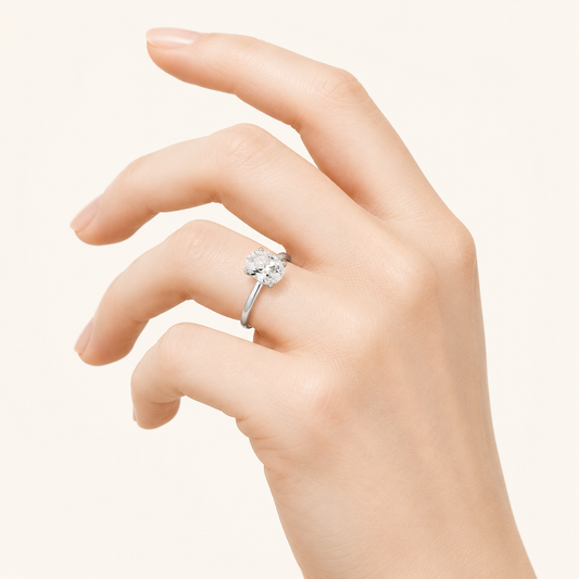 3CT Oval Cut Lab Grown Diamond Hidden Halo Ring