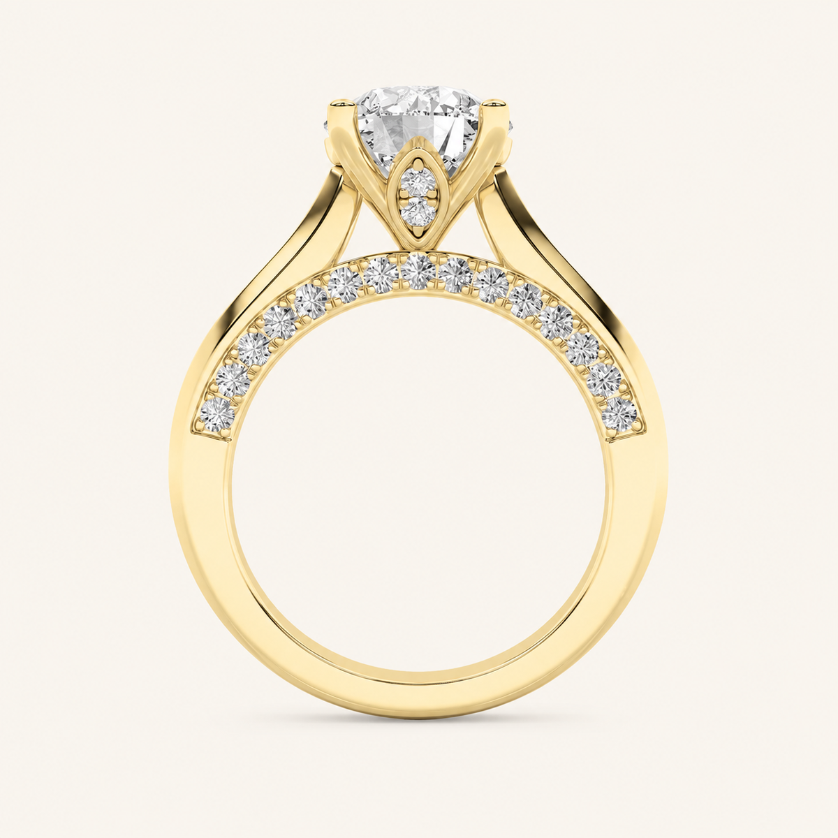 3CT Round Cut Lab Grown Diamond Side Stone Ring