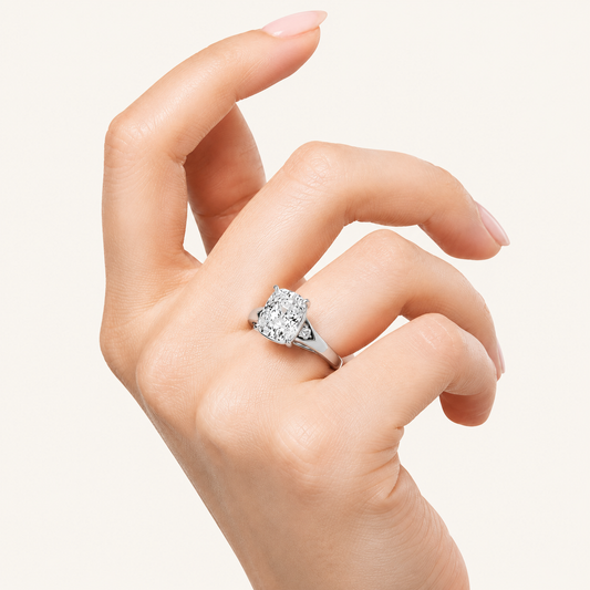 3.25CT Elongated Cushion Cut Lab Grown Diamond Hidden Halo Ring