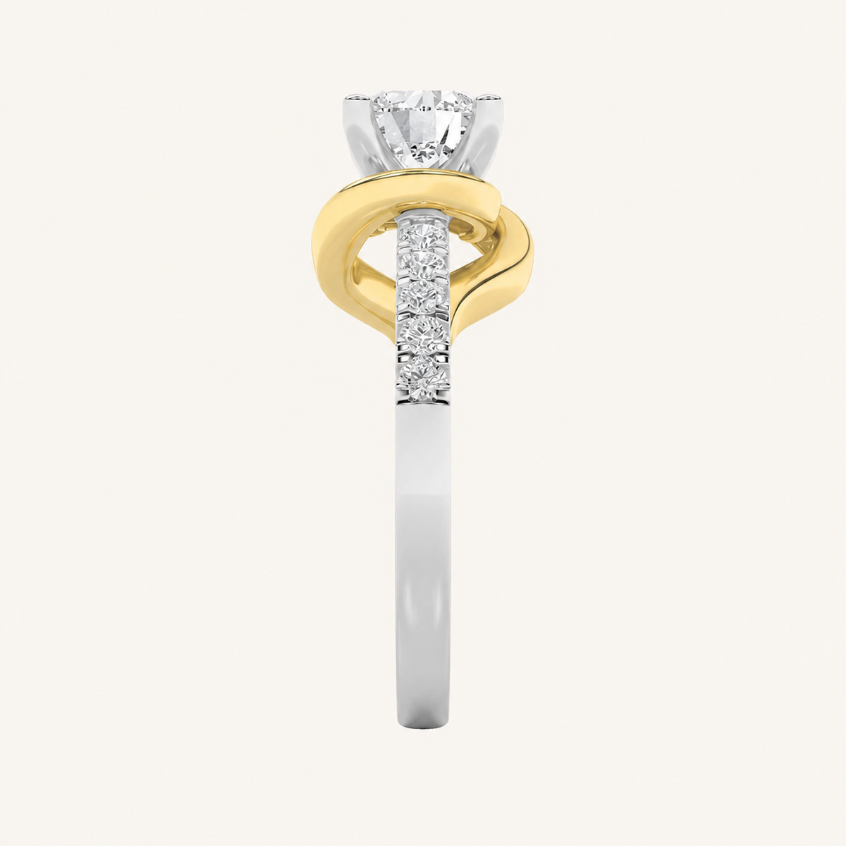 2CT Round Cut Lab Grown Diamond Side Stone Ring