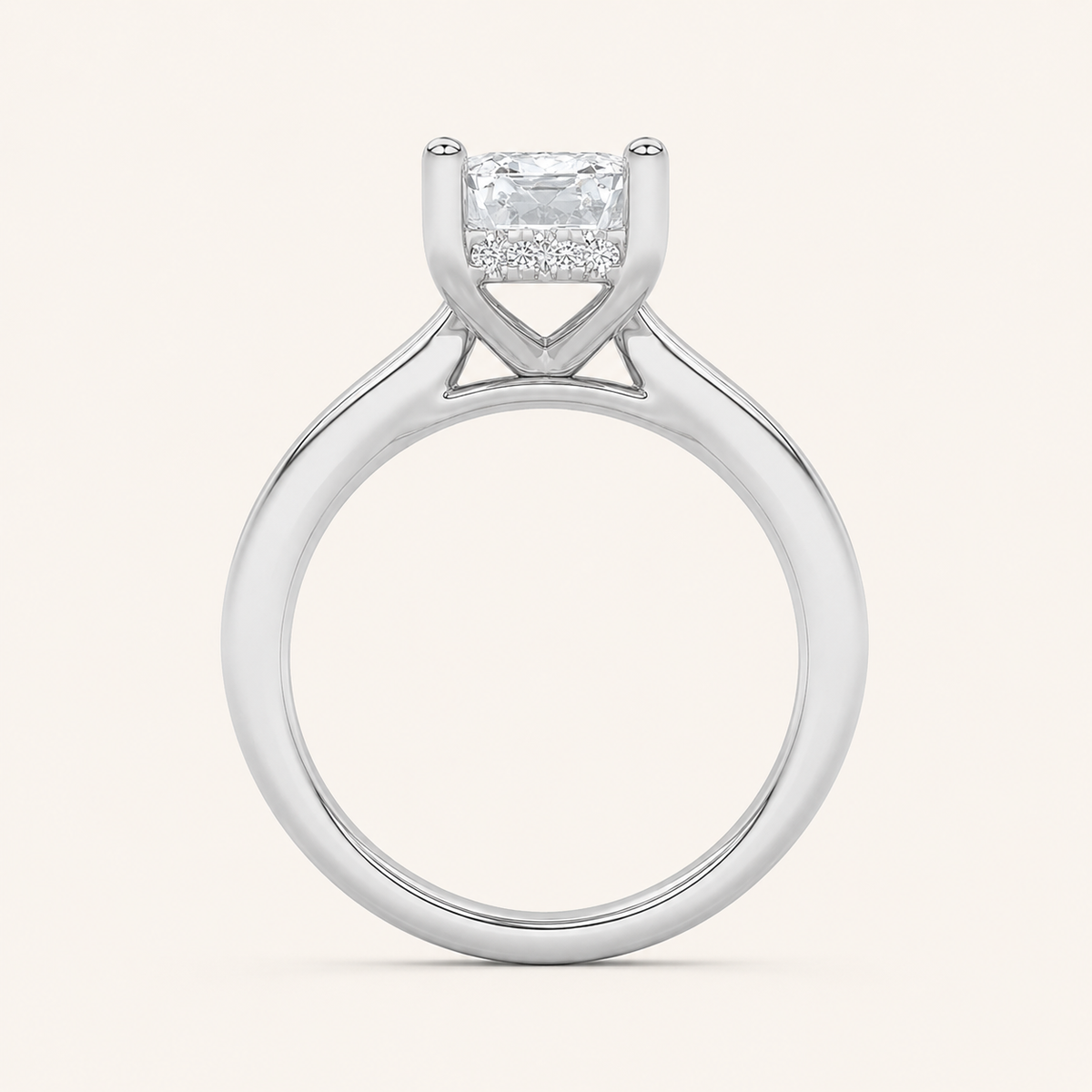 1CT Radiant Cut Lab Grown Diamond Hidden Halo Ring