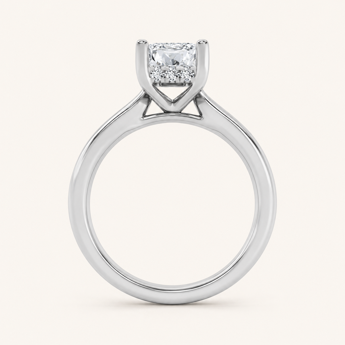 1CT Radiant Cut Lab Grown Diamond Hidden Halo Ring
