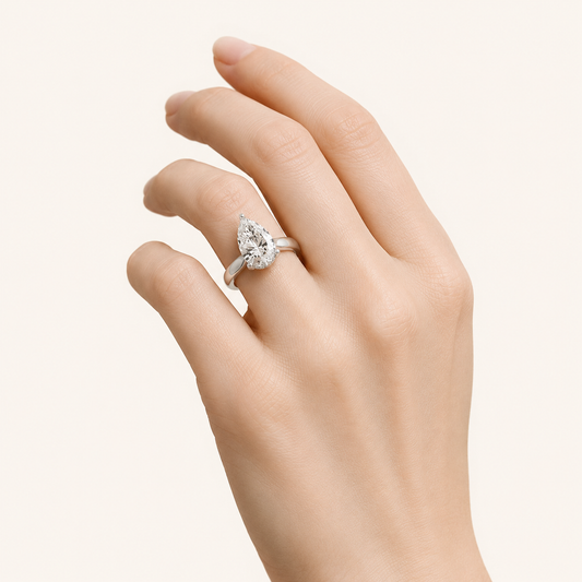 1.00 CT Pear Cut Lab Grown Diamond Hidden Halo Ring