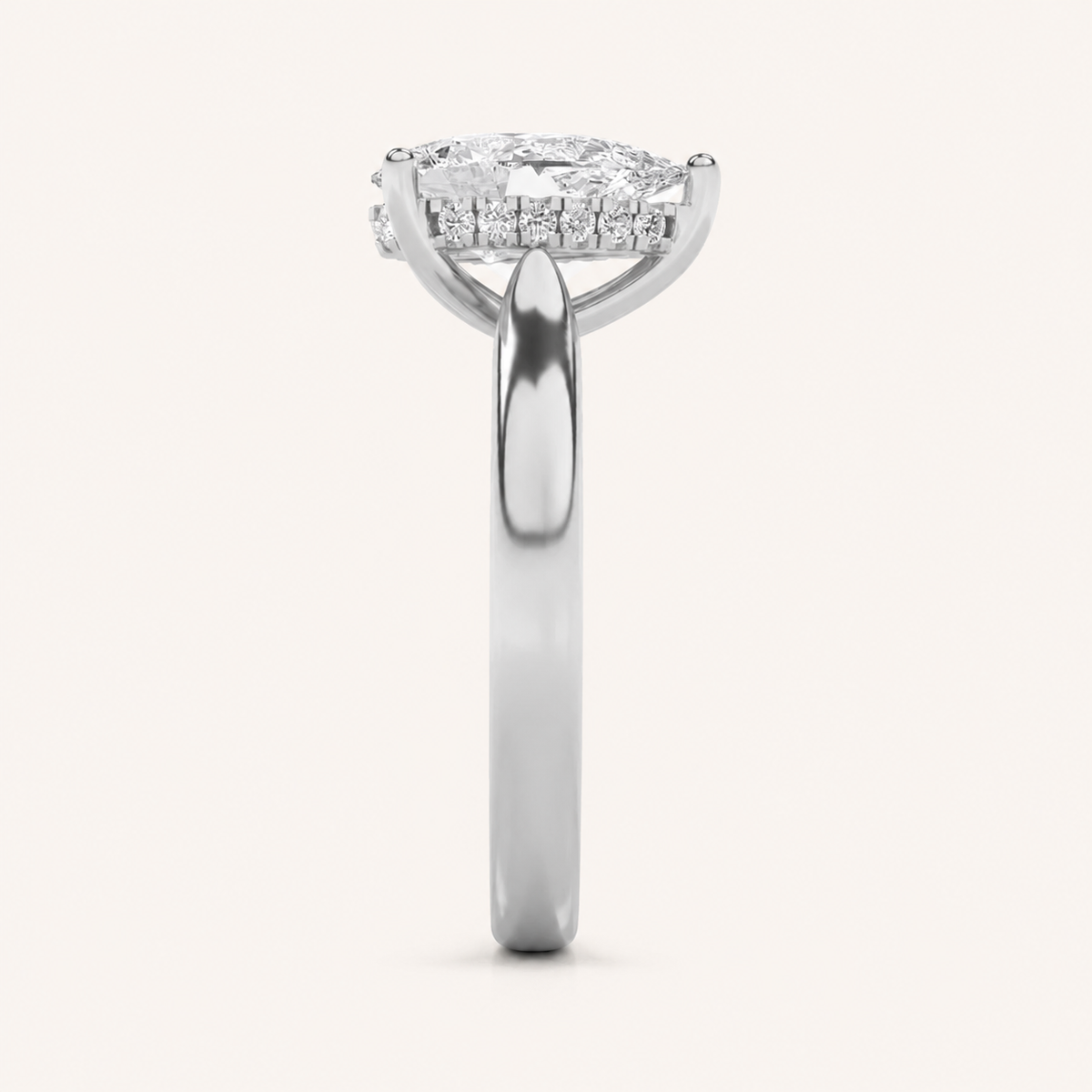1.00 CT Pear Cut Lab Grown Diamond Hidden Halo Ring