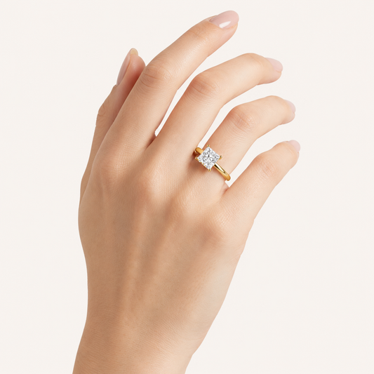 3.00 CT Princess Cut Lab Grown Diamond Hidden Halo Ring