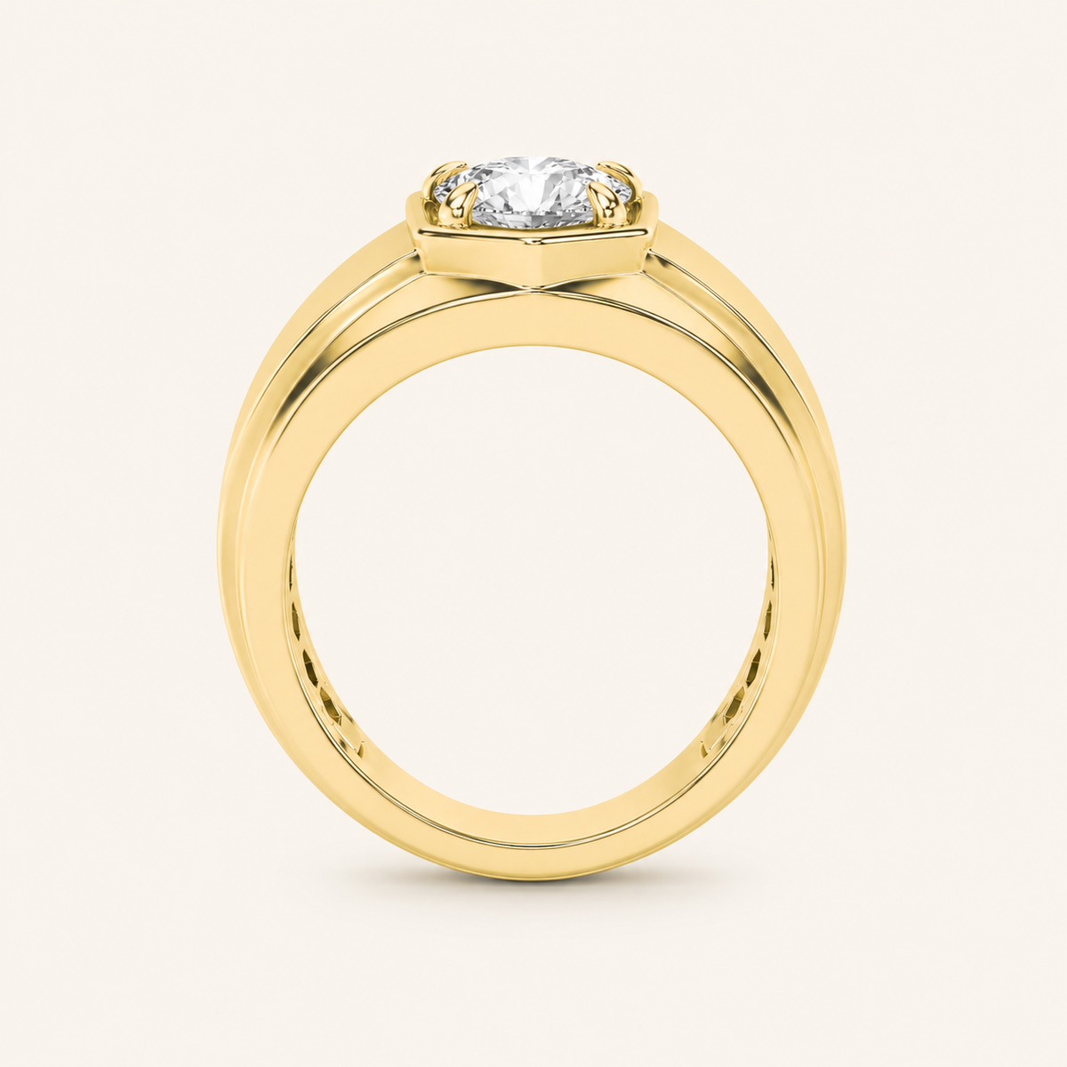 2CT Round Cut Lab Grown Diamond Solitaire Men's Ring