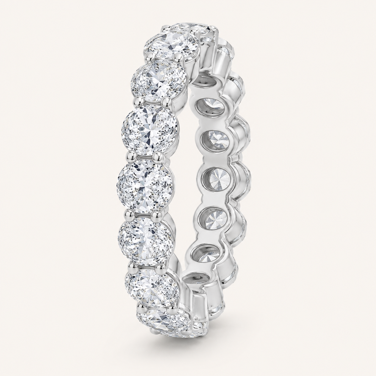 2.2CT Oval Cut Lab Grown Diamond Split Prong Eternity Ring